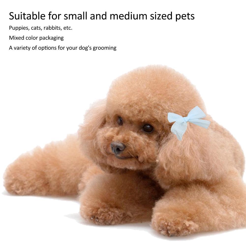 36PCS Sheer Fabric Dog Head Flower Bow Shape Sheer Bow Knot Pet Head Ornament  Christmas Ornament