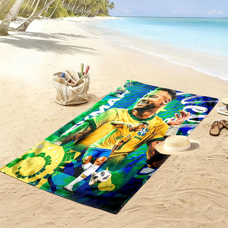 Asciugamano da Spiaggia con Stampa di Neymar, Asciugamano Grande Morbido ad Asciugatura Rapida per Spiaggia Campeggio Nuoto