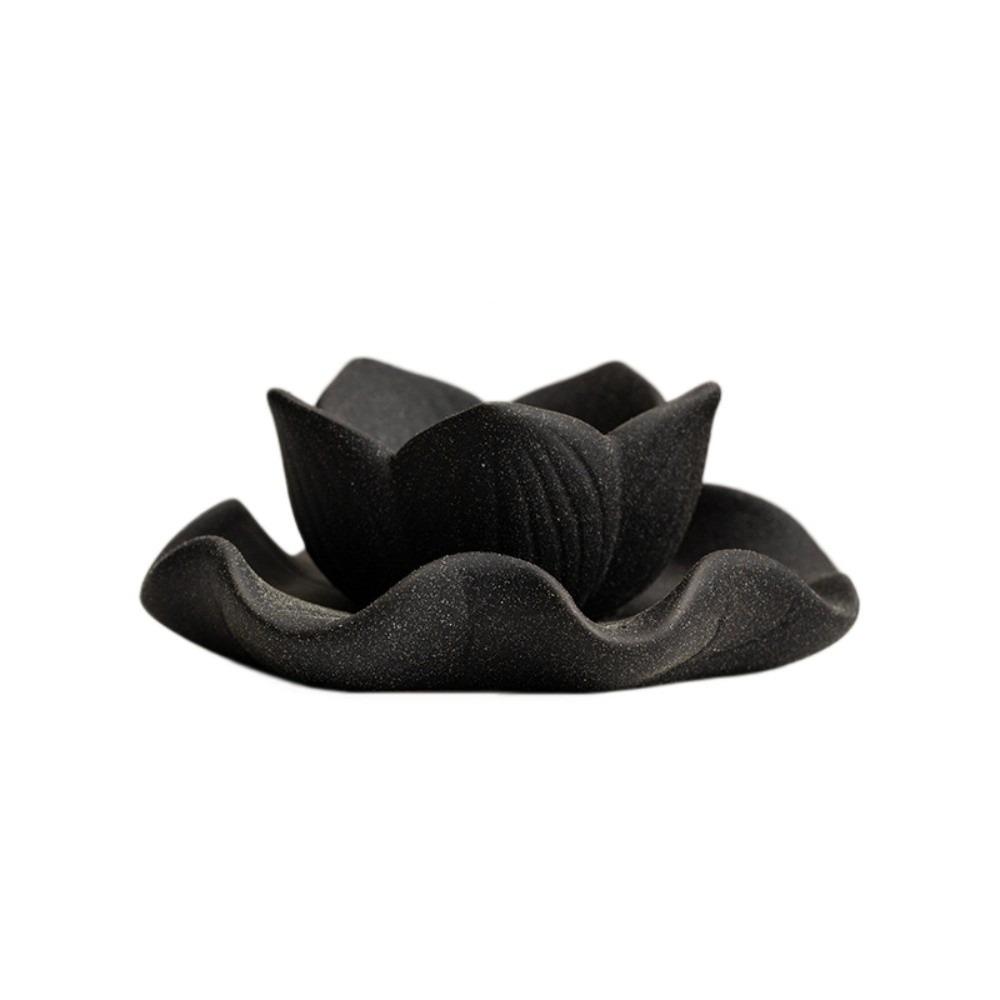 Tray Ceramic Lotus Candle Holder Meditation Decorative Flower Candlestick Vintage Artistic Zen Style Candle Cup Indoor Use