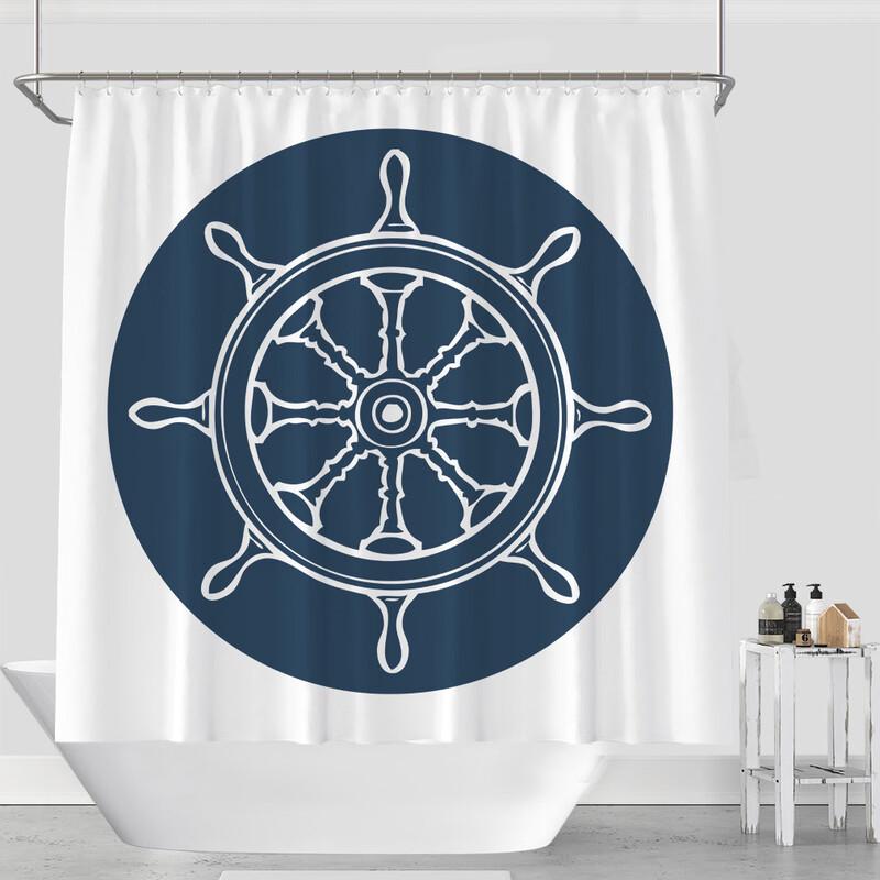 Vattentät duschdraperi med maritim ankare och medelhavsmotiv