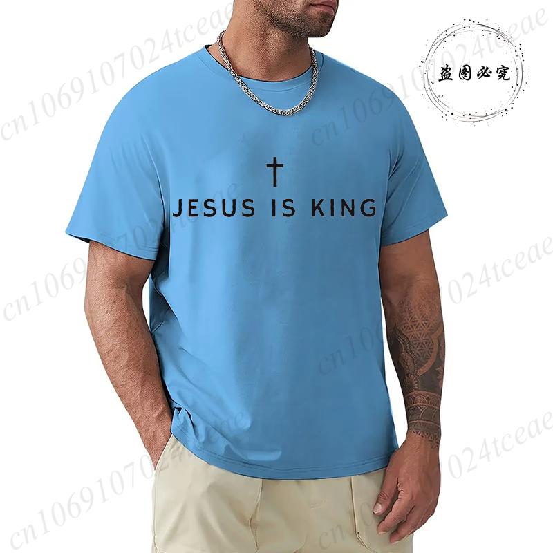 Herren T-Shirts Oberteile Jesus Ist König Shirt Christlich Lustige Herren T-Shirts Minimalistische Christliche Grafik Y2k Oberteile Hipster Trendige Kleidung
