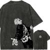 SaintGalgomon T Shirt Men Digimon Terriermon Lopmon Vintage Acid Wash Streetwear Oversized Retro Anime Graphic Cotton Tees
