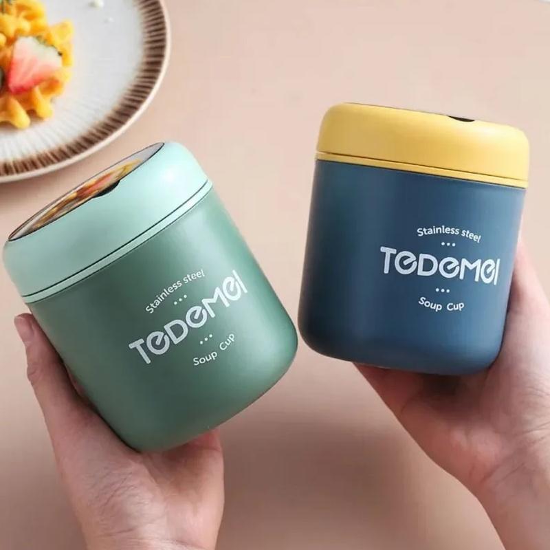 510ML Stainless Steel Soup Cup Thermal Lunch Box Food Container With Spoon for School Children
