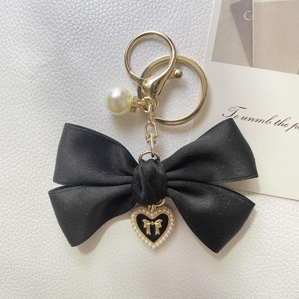 Silk Ribbon Bow Charm Handbag Keychain and Keyring Accessory