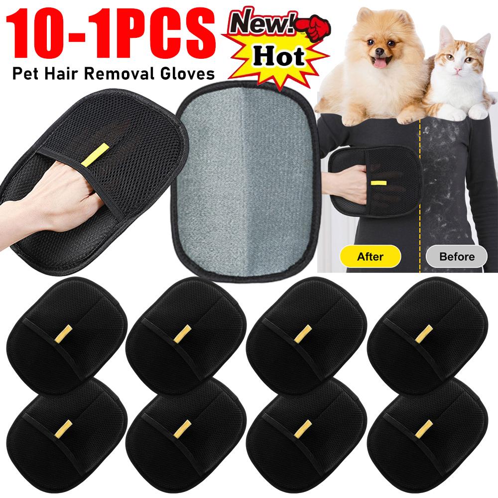 10-1PCS Pet Hair Remover Brush Pet Grooming Gloves Reusable Static Dedusting Brush Removing Dog Cat Hair Pet Hair Remover Gloves