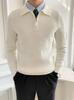 Men's Autumn/Winter Half-Zip Ribbed Knit Polo Sweater