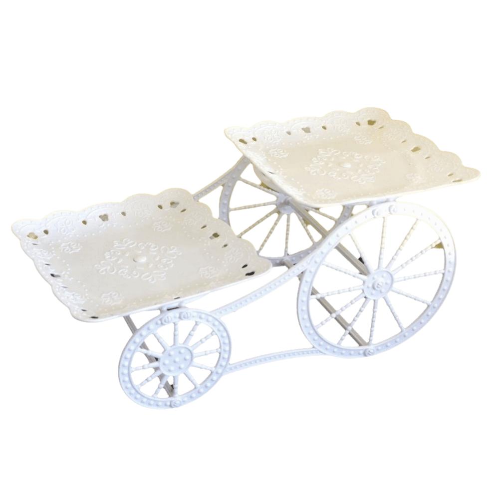 Exquisite White Plastic Cake Stand Bicycle Model Multi-Tiered Fruit Plate European Style Wedding Pallet Birthday Party