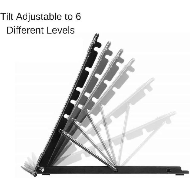 Mesh Ventilated Adjustable Laptop Stand for Laptop/Notebook/iPad/Fire 7/Fire 8/Fire 10/Samsung Tab/Tablet and More (Black)