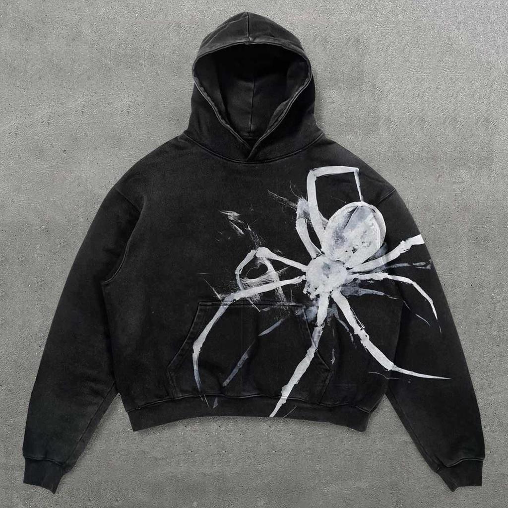 RogueWave Retro Gothic Grafikdruck Hip Hop Hoodie für Herren Y2k Grunge Punk Lässiger lockerer Pullover Damen Streetwear Sweatshirt Hoodies