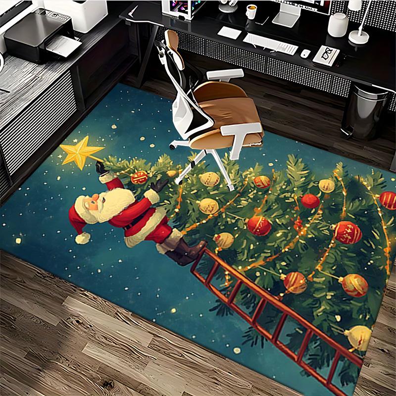 Christmas Santa Claus Chair Mat - Anime Cartoon Design, Non-Slip Carpet for Office, Home Decor, Living Room, Bedroom, Game Room & Dormitory.R066