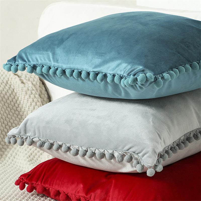 Husă de pernă din catifea moale Husă de pernă decor de culoare solidă Decor de interior de lux Sufragerie Canapea Scaun ciucuri Shaggy