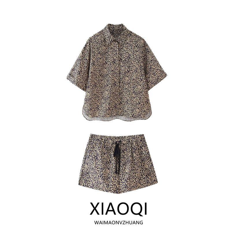 Fashion Style 2024 Summer New Women's Clothes Animal Pattern Print Poplin Shirt High Waist Shorts 4661042 051