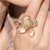 Single Women Girl Exaggerated Rhinestone Flower Open Adjustable Fairy Ring Big Flower Crystal Ring