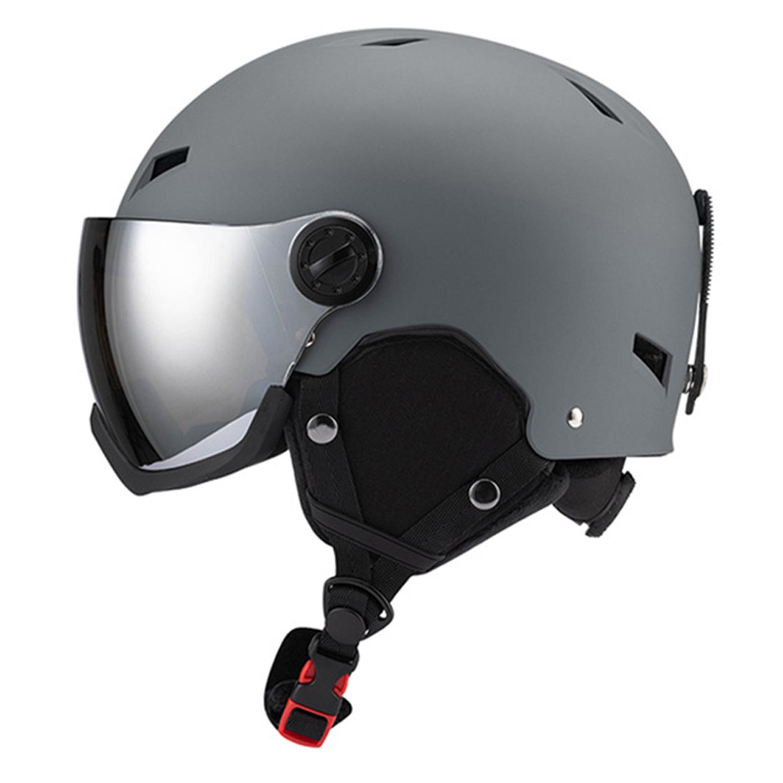 

Лыжный шлем с лыжной маской, шлем для сноуборда, регулируемый спортивный шлем, лыжные аксессуары для мужчин, женщин и молодежи M серый