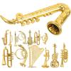 14pcs Christmas Musical Instrument Ornaments Mini Trumpet Saxophone Guitar Model Tiny Instruments Set Xmas Tree Hanging Decorations Music Party