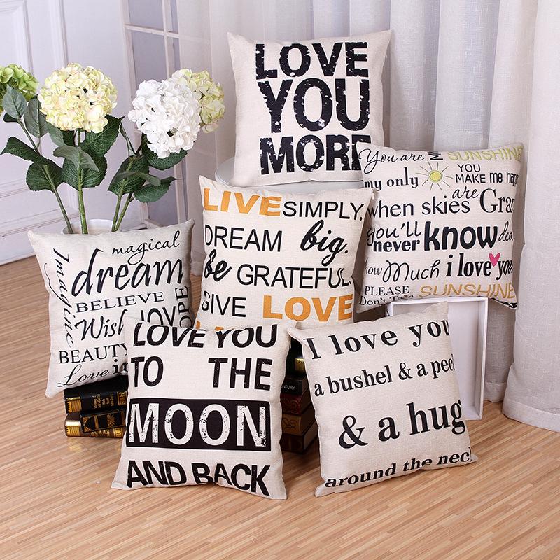 Creative life letter hug pillowcase home decoration car sofa cushion set outdoor products