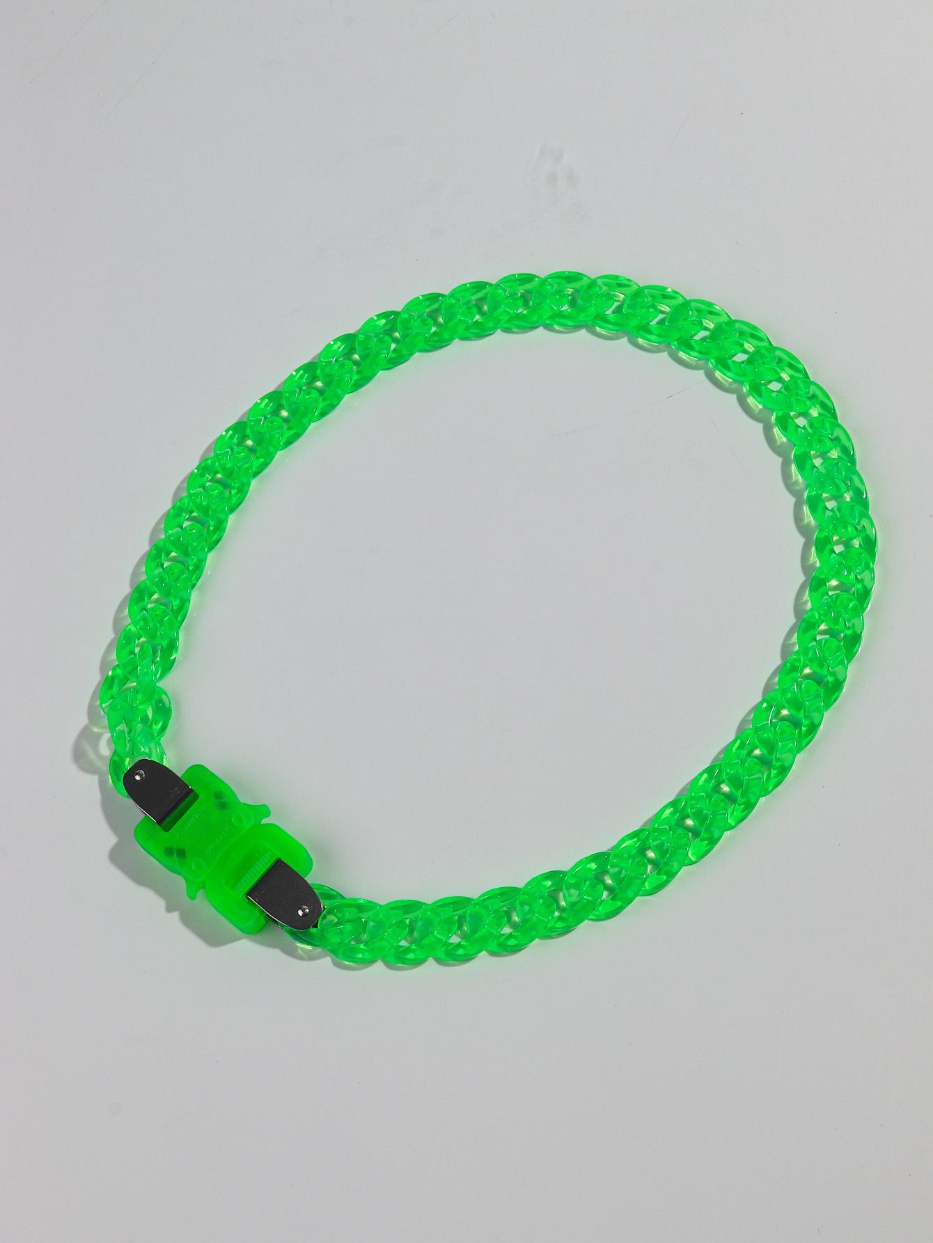 

New Punk Acrylic Thorn Chain Choker Necklace for Women Men HipHop Spike Link Chain Lock Pendant Collar Fashion Jewelry Gifts зелёный