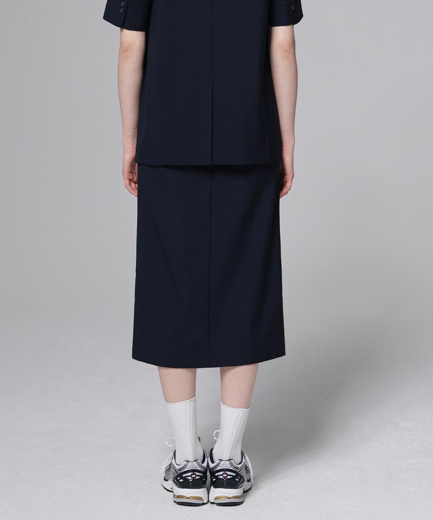 Aussel Summer Wool Midi Skirt Navy