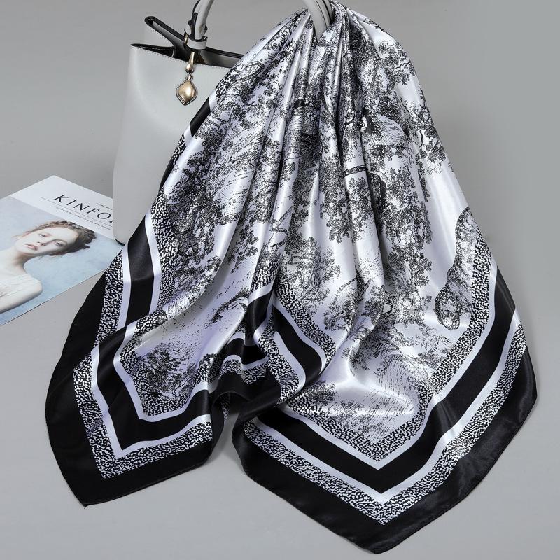 90 Square Scarves, Silk Scarves, Women's New Spring and Summer High-end Sense Versatile, Thin Scarves, Shawls Outside