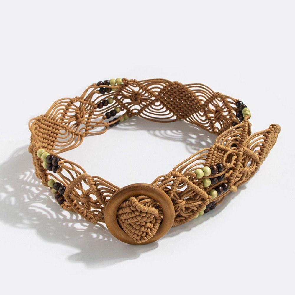 Retro Weave Belt Wax Rope Waist Rope Fashion Bohemian Style Belt  Dress Decoration