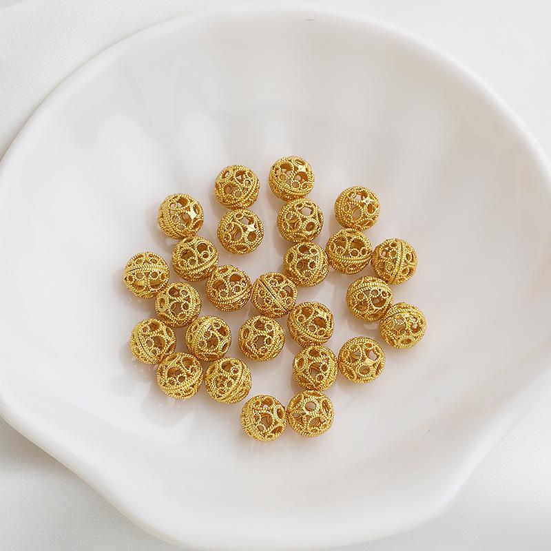 Gold-Plated 7mm Auspicious Cloud Filigree Beads for DIY Braiding and Beading