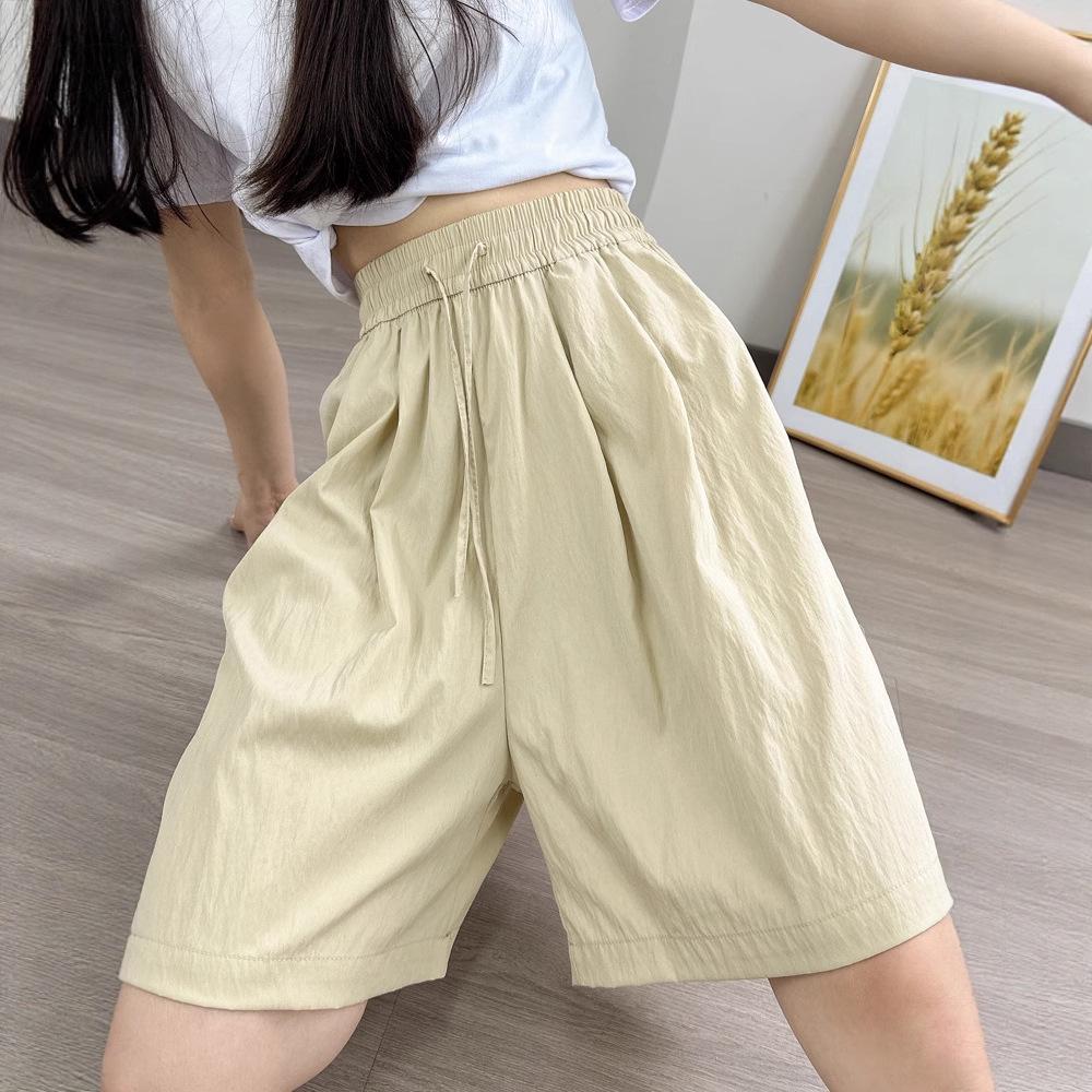 Colorful High-Waist Ice Silk Women's Loose Slimming Wide-Leg Summer Shorts