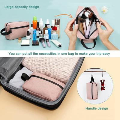Portable Toiletry Bag Oxford Fabric Makeup Bag with Side Handle Large Capacity Cosmetic Pouch for Weekender Travel Business Trip