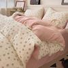 Ins Pink Flowers Bedding Set Flat Bed Sheet Duvet Cover Twin Full Queen Nordic Bed Linen Boy Girl Bedding Sets Floral Princess