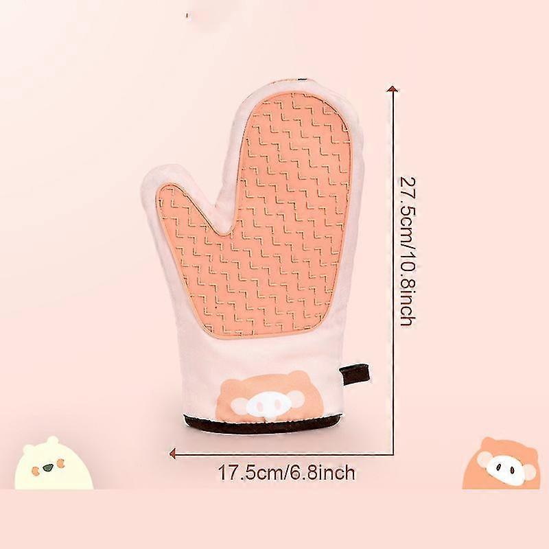 Catoon Animal Printed Oven Gloves Heat Resistant Cooking Gloves Kitchen Oven Soft Cotton Gloves For