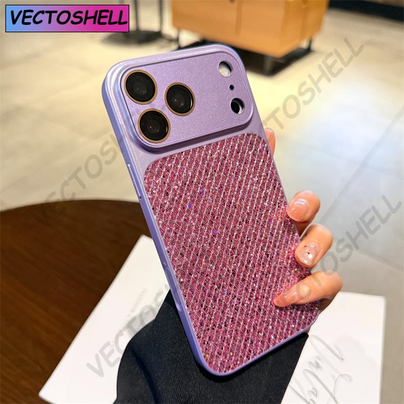 Camera Window Glitter Case For iPhone 17 16 15 14 Plus 13 12 11 Pro Max Hard PC Shockproof Back Cover