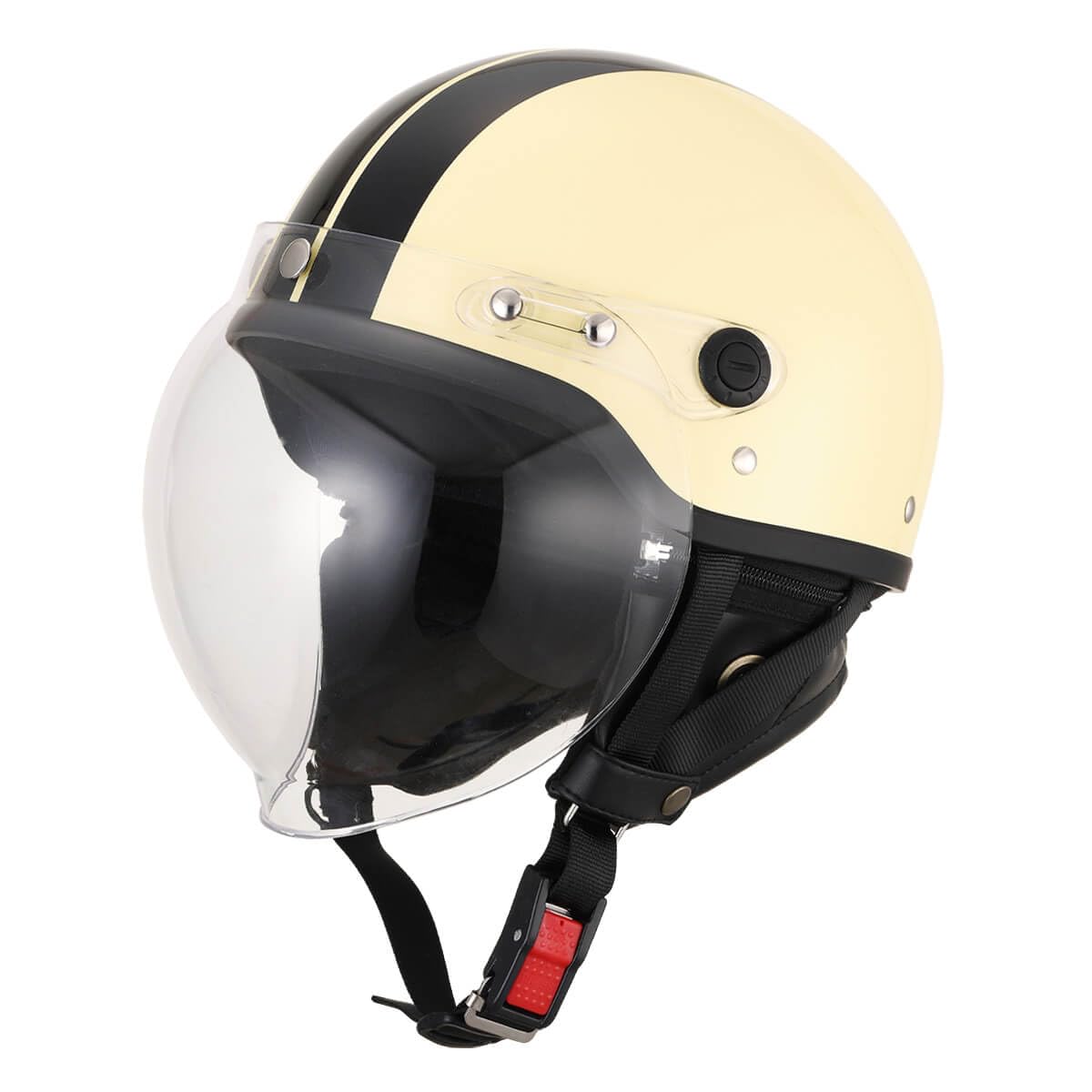 ISHINO SHOKAI Motorcycle Helmet, Half-Type with Shield, LBJ06 ISN21101, Suitable for up to 125cc, FS-JAPAN, Ishino Shokai, XL (approx. 60-62cm), Ivory