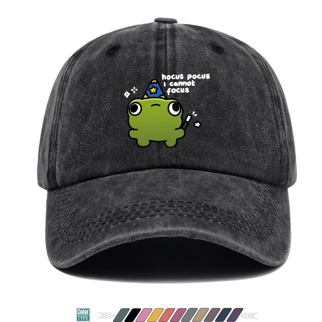 Pc Cute Funny Frog Wizard Print Baseball Cap Trucker Hat Comfortable Breathable Fashionable Beautiful Cartoon Game Black Classi