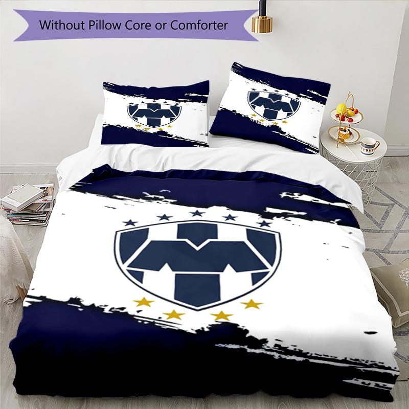 C.F.Monterrey Football Crest Art Printed Pattern Duvet Cover Set – includes 1 duvet cover and 2 matching pillowcases Bedroom decor Christmas gifts