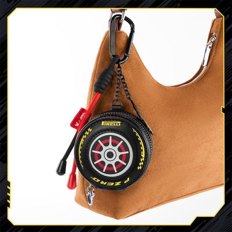 Mickey F1 Racing PU Leather Headphone Case with Keychain Premium Unisex Portable Storage Bag Birthday Gift for AirPods
