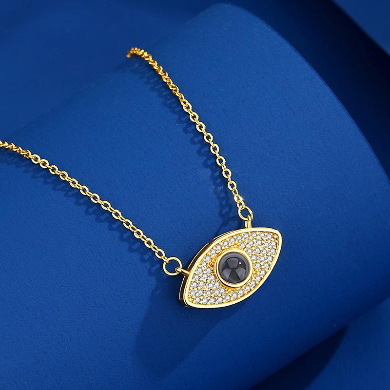 European and American Exaggerated Projection Jewelry, Collarbone Chain Inlaid with Diamonds, Devil's Eye Necklace, Collarbone Chain Jewelry
