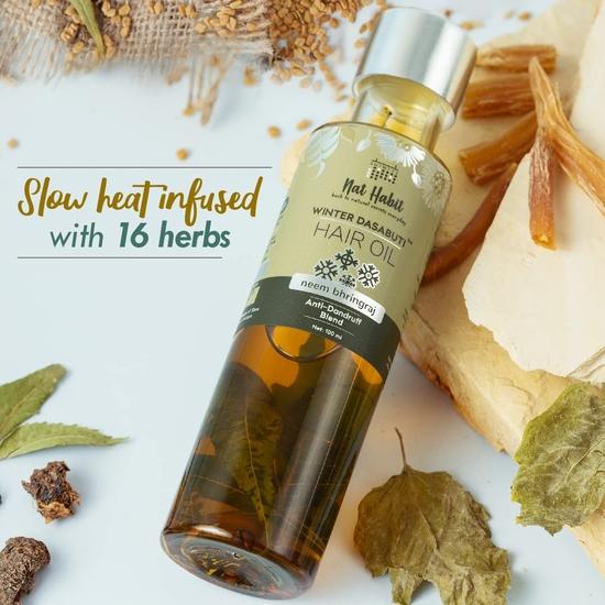 Nat Habit Neem Bhringraj Winter Hair Oil For Men & Women, Reduces Dandruff, Suitable For All Hair Types, No Paraffin, Mineral Oil, 100ml