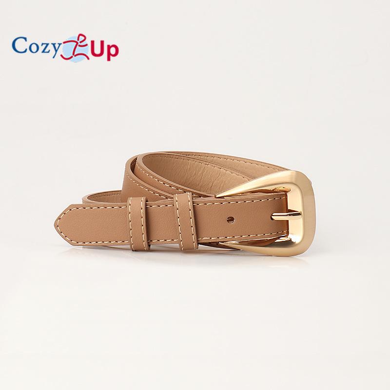 

Жіночий шкіряний ремінь для джинсових штанів. Модний жіночий платтяний ремінь із штучної шкіри в обтяжку із золотою пряжкою 103x2.3cm хакі