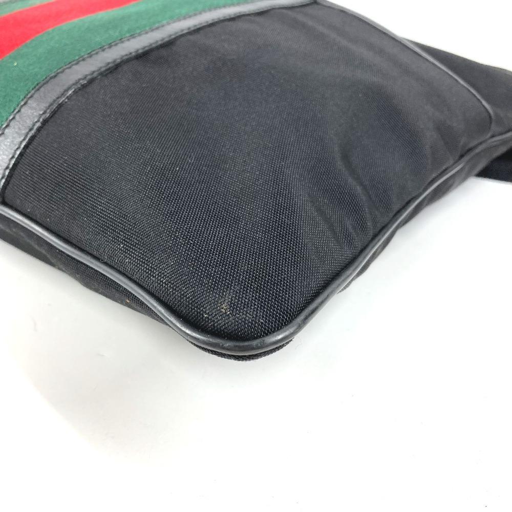 Gucci 181067 GG Logo Bag Crossbody Shoulder Bag Nylon Black