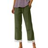 Women's Fashion Color Elastic Waist Pocket Lace Splicing Casual Straight Pants