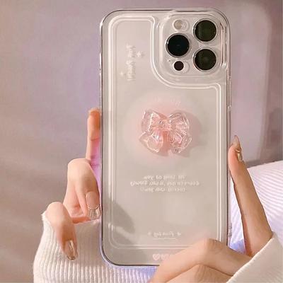 For Samsung Galaxy S26 S25 S24 Ultra S23 S22 S21 FE A55 5G A54 A53 A52 A15 A35 A14 A34 Case Korean 3D Bow Clear Soft Clear Cover