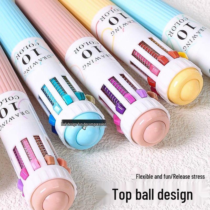 10-Color Push-Button Gel Pen Set - Multicolor Ballpoint Pens for Note-Taking and Student Use