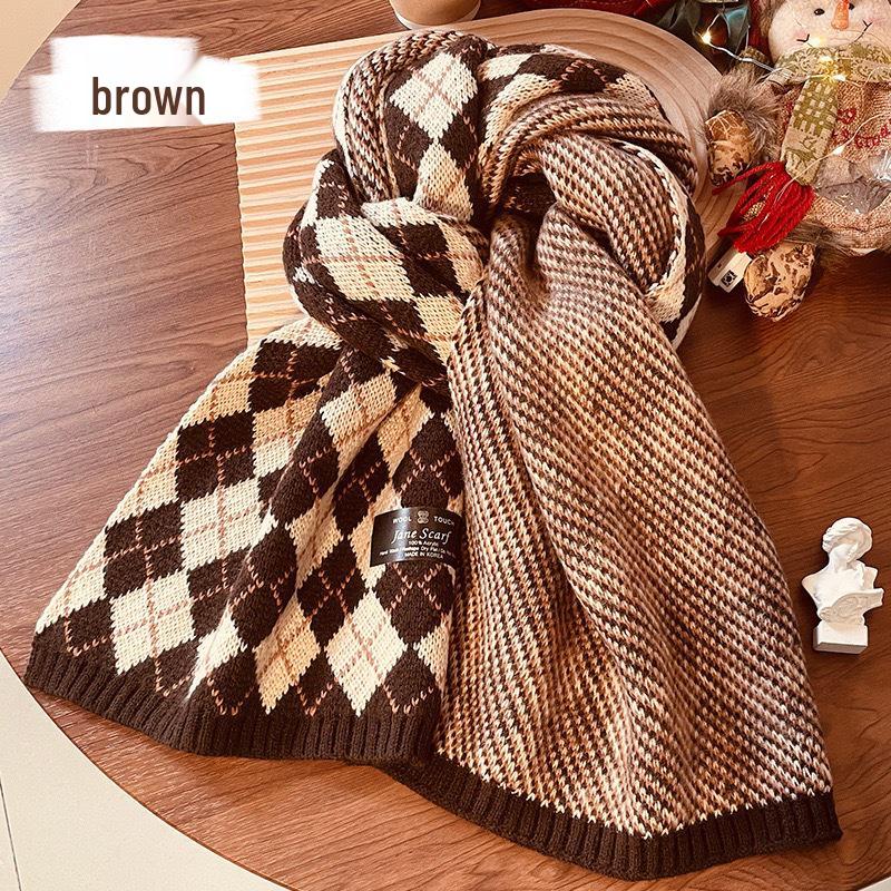 Женский высококачественный шерстяной рождественский шарф и новогодний шаль в красно-клетчатый узор: Мягкий, Универсальный и Теплый. 169cm