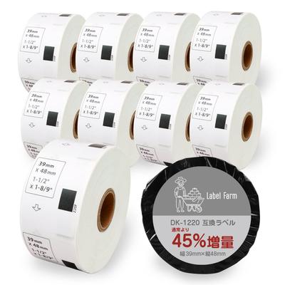 Öka Brother-kompatibla matdisplayetiketter 39 mm x 48 mm x 900 ark [Label Farm] 45 % DK-1220 (10 rullar) QL-700 / QL-800 / QL-820NWB
