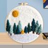 CHENISTORY 20x20cm Frame With Wool Felting Painting Kit Landscape Funny Diy Felt Crafts Package Felt Needle For Home Decoration