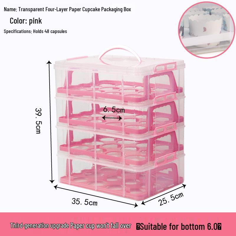 Transparent Cupcake Muffin Transport Box with Handle