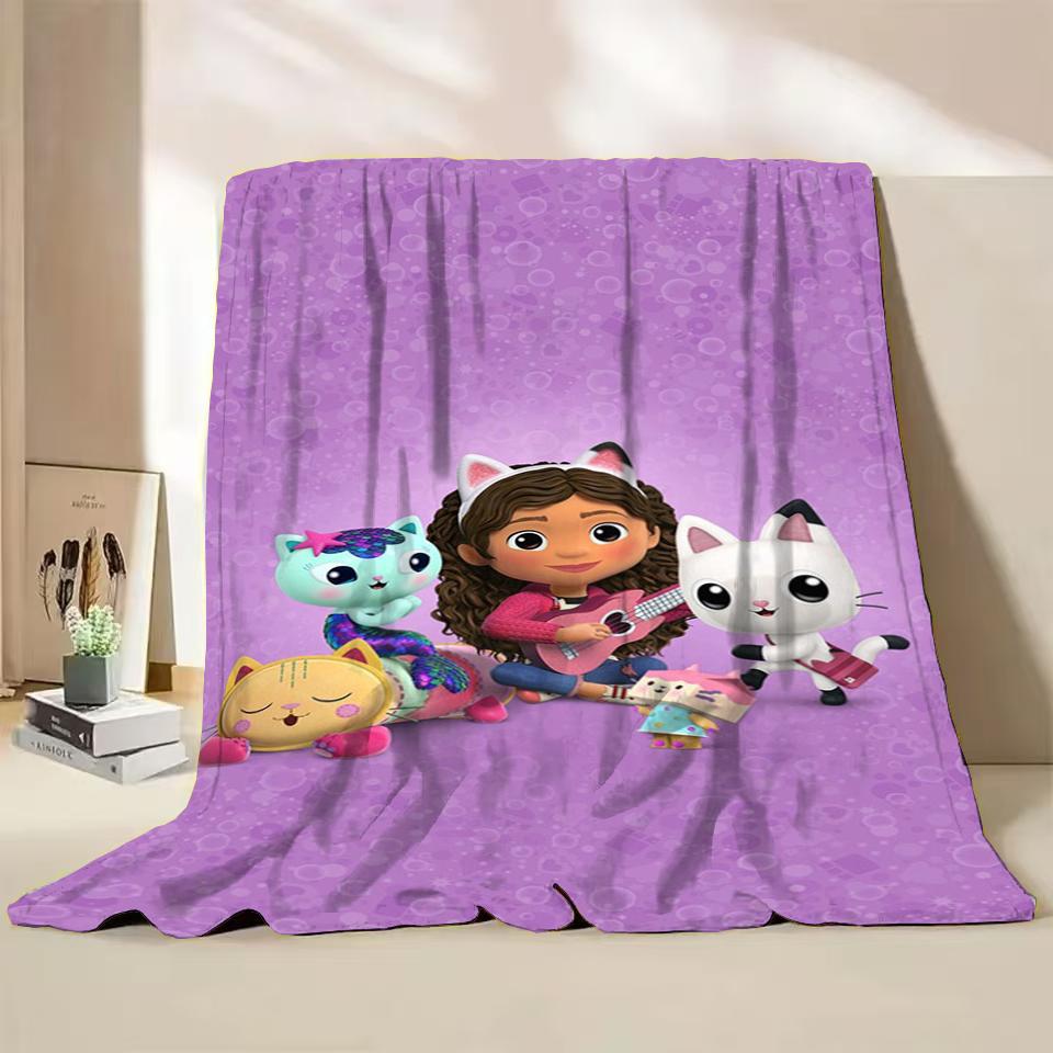 Gabbys Dollhouse Flannel Fluffy Fleece Blanket for Home Bedroom Bed Sofa Office Children Cover Adult Soft Blanket Kids Cute Gift