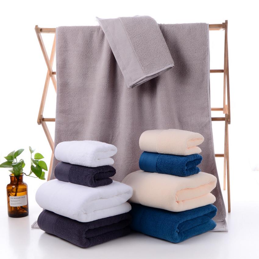 100% Cotton Face Towel Thick Jacquard Solid Color Quick-Dry Bath Towels Set Home Bathroom Hotel Adults Toalla Toalha De Banho