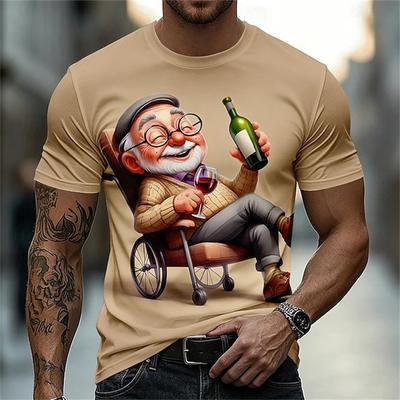 New Men Short-Sleeve T-Shirt 3D Print Casual Elderly People Pattern Summer Trendy Crew Neck Tee Outdoor Sports Y2k Man Clothing