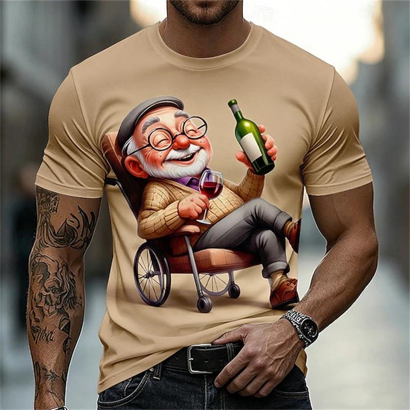 New Men Short-Sleeve T-Shirt 3D Print Casual Elderly People Pattern Summer Trendy Crew Neck Tee Outdoor Sports Y2k Man Clothing