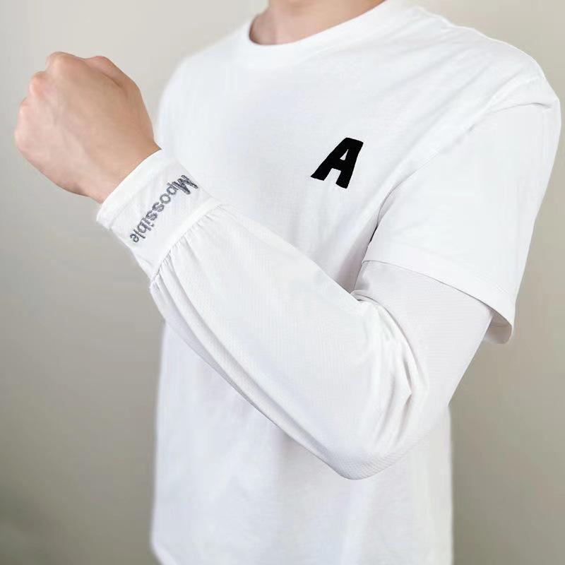 Unisex Summer Ice Silk Sun Protection Sleeves - UV Block, Cooling & Extended Length